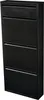 A black metal shoe cabinet with four flip-down doors. Voir les images du produit