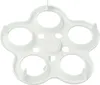 A white plastic egg holder with five circular openings for eggs, arranged in a flower-like shape. Produktbild-Vorschau