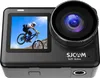 An action camera displaying a mountain biker on its screen, with the camera itself prominently featured. Voir les images du produit