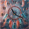 Wanduhr aus Glas mit Motiv Traumfänger Federn- 30 x 30 cm - Produktbild-Vorschau 1