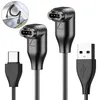 Two black USB-C charging cables with angled connectors are displayed against a white background. A small inset image shows one of the cables plugged into a device. Produktbild-Vorschau