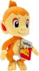 A plush toy of the Pokemon character Panflam is shown against a white background. A tag with the Pokemon logo and an image of Pikachu is attached to the toy. Produktbild-Vorschau