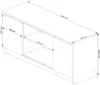 A line drawing diagram of a TV stand with dimensions indicated. Anteprima dell’immagine prodotto