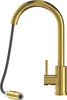 A gold kitchen faucet with a pull-out spray head is shown against a white background. Podgląd zdjęcia produktu