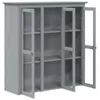 A gray wooden cabinet with glass doors. Voir les images du produit