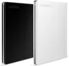 Two external hard drives, one black and one white, are shown side-by-side. Náhled obrázku produktu