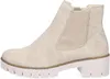 A side view of a beige Chelsea boot with a thick white sole. Voir les images du produit