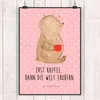 Mr. & Mrs. Panda Bild Bär Kaffee DIN A2 - Rot Pastell - Produktbild-Vorschau 2