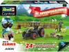 A product box for a Revell Control RC Advent Calendar featuring a Claas Axion 960 tractor and farm animals. Podgląd zdjęcia produktu