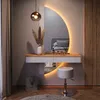 A modern vanity set with a round mirror and integrated lighting. Podgląd zdjęcia produktu