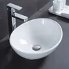 Lavabo da appoggio in Vetroceramica bianco ovale elegante Anteprima dell’immagine prodotto 4