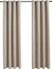 Two beige curtains hanging from a curtain rod. Náhled obrázku produktu