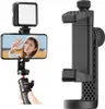 A smartphone mounted on a tripod with a small LED light attached. Produktbild-Vorschau