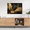 Leinwandbild Gold Schwarz Palmblätter Monstera 100x70 Feeby Produktbild-Vorschau 2