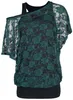 Black Premium by EMP Damen schwarzes Top mit grünem Spitzen Produktbild-Vorschau 3