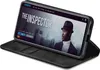 A smartphone in a black flip case is shown displaying a movie poster for 'The Inspector'. Produktbild-Vorschau