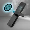A smart door handle with a fingerprint scanner and keypad is shown with a glowing fingerprint graphic. Náhled obrázku produktu