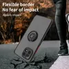 A phone case with a ring holder is shown on a cracked surface, with a person's legs in the background. Produktbild-Vorschau
