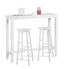 A white bar table with two white bar stools, set against a white background. There are a few small items on the table. Produktbild-Vorschau