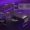 Gaming Schreibtisch L-Form 110x80 cm LED Steckdose Produktbild-Vorschau 3