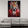 Tiger frontal im roten Anzug Wandbild Kunstdruck XL Produktbild-Vorschau 2