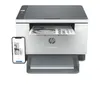 A white and gray HP LaserJet MFP M234dw printer is shown on a white background, with a smartphone displaying a webpage next to it. Podgląd zdjęcia produktu