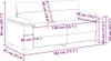 A diagram of a sofa with dimensions indicated by lines and measurements. Produktbild-Vorschau