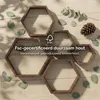 IvoQ Hexagon Set di 5 Mensole da Parete - Legno - Marrone Anteprima dell’immagine prodotto 5