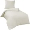 A cream-colored duvet and pillow set laid out on a white background. Produktbild-Vorschau