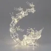 LED Dekofigur SANTA mit Rentieren H. 34cm Acryl mit Licht Produktbild-Vorschau 2