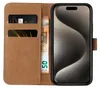 A flip-style phone case with card slots and a banknote, showing a smartphone inside. Produktbild-Vorschau