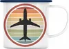 Trendation - Pilot Geschenk Emaille Tasse Flugzeug Fliegen Produktbild-Vorschau 1