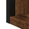 A close-up view of a wooden shelf and a black frame, likely part of a piece of furniture. Podgląd zdjęcia produktu