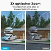 Comparison of camera zoom and resolution, showing a car charging. Produktbild-Vorschau