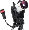 A Bresser Maksutov telescope with its control unit, mounted on a tripod, against a white background. Produktbild-Vorschau