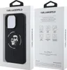 A product packaging for a Karl Lagerfeld iPhone case, showing the case inside the box and the packaging itself with feature icons. Anteprima dell’immagine prodotto