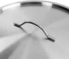 A close-up shot of a stainless steel pot lid with a curved handle. Produktbild-Vorschau