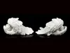 Two white angel wing sculptures are displayed against a black background. Produktbild-Vorschau