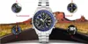 A watch is shown in the center, with four close-up insets highlighting different features. The background is a blurred landscape with a road and rock formations. Produktbild-Vorschau