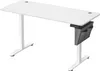 A white electric height-adjustable desk with a gray storage organizer attached to the side. Náhled obrázku produktu
