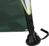 Close-up of the base and pole of a green tent or canopy, showing a black plastic foot and strap. Anteprima dell’immagine prodotto