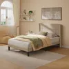 A bedroom scene with a bed, bedding, and decorative items. Náhľad obrázku produktu