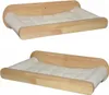 Two identical wooden cat wall beds with white padded cushions are shown against a white background. Produktbild-Vorschau