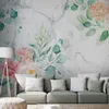 Vlies Fototapete - Flowery Marble 450x315 cm Blumen Produktbild-Vorschau 2
