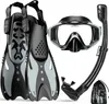 KUYOU Set Snorkeling Set Pinne Adulti Occhiali Nero Anteprima dell’immagine prodotto 1