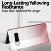 A clear phone case with a pink gradient is shown on a light gray surface with a white background. Produktbild-Vorschau