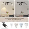 A collage showing a ceiling light fixture in a room, both on and off, along with different types of GU10 light bulbs. Náhled obrázku produktu