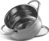 A stainless steel pot with two handles and a lid, shown at an angle on a white background. Náhled obrázku produktu