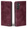 A burgundy flip case for a Samsung Galaxy A55 5G phone is shown from two angles. Produktbild-Vorschau