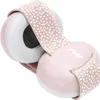 A pair of pink baby earmuffs with a white polka dot pattern on the headband, shown against a white background. Produktbild-Vorschau